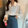 Blouses Femmes Houzhou Harajuku Chemises Blanches Femmes Style Coréen Streetwear Surdimensionné Esthétique Chemisier En Mousseline De Soie Chic Casual Élégant Femme