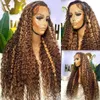 427 Curly Human Hair Wigs HD Transparent 13x4 Lace Front Wig Blond 32 Inch Deep Wave 13x6 Lace Frontal Wig for Women