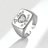 Anéis de cluster 925 prata esterlina coração geométrico cz para mulheres homens simples moda coreana aberta ajustável anel artesanal casal presentes