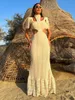 Casual Kleider Sommer Elegante Feste Quaste Frauen Kleid Off Schulter Halb Hohe Kragen Nackte Taille Hohl Maxi Strand Party Weibliche kleidung