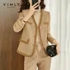 VIMLY Short Jacket For Women Winter Coat Womens Vintage Tweed Jackets Double Breasted Elegant Female Plaid Overcoat F9855 240307