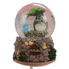 Dekorative Figuren Kristallkugel Spieluhr Cartoon Totoro Jungen Regenbogen leuchtende Schneeflocken Heimdekoration Desktop Ornament Birthd317a