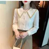 Vrouwen Blouses Vrouwen Lente Herfst Beige Shirts Lady Fashion Casual Kant Volledige Mouw Turn-down Kraag Blusas Tops G2867