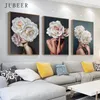 Toile de peinture abstraite de filles à la mode, affiches d'art murales de fleurs sur le mur, décoration de la maison, affiche moderne, décoration de la maison, 2885