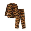 Vêtements de nuit pour hommes uniques imprimés tigre pyjamas ensemble automne fourrure d'animal sauvage doux loisirs couple 2 pièces décontracté surdimensionné design vêtements de nuit