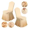 Chair Covers Lycra Wedding Chair Cover Party Decoration Spandex With Skirt Pleated Use Elastic Stretch Dining Luxury Birthday el Banquet 230706