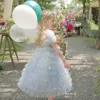 Paillettenprinzessin Blumenmädchenkleider für Hochzeits Kleinkind Festzug Puffy Tulle Prom Kleider Kinder Kinder Party Multilayer Ballkleid Kommunionkleider