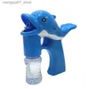 Sand Play Water Fun Blow Gun Toy Children Electic Bubble Soap Dolphin Music Light Water Blowing Maker Machine Kids Beach Outdoor Cartoon Plastic L240312