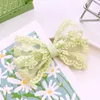 Hair Accessories 2024 Summer French Children's Cute Beautiful Embroidery Mesh Lace Bow Hairpin Fashion Sweet Girl Princess