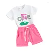 Kläderuppsättningar småbarn Baby Boys Girls First Birthday Outfit Golf Theme T-shirt och shorts Set 1st Cake Smach Clothes