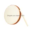 Other Office School Supplies Wholesale 20X20Cm Wood Hand Drum Dual Head With Stick Percussion Musical Educational Toy Instrument For K Dh6H5