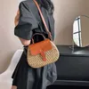 Women's Xia Xiaozhong Handbag Fashion Grass Woven Bag Simple One Shoulder Crossbody