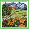 Paisaje de montaña nevada en primavera, pintura para decoración del hogar, bordado de punto de cruz hecho a mano, conjuntos de costura, impresión contada en lienzo DMC 268U
