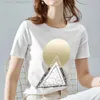 Women's T-Shirt Summer XXS-3XL Size T-shirt Fashion Geometric Print Womens T-shirt Round Neck Basic Short-sled Shirt Ladies White Soft Top L24312 L24312