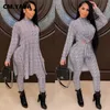 CM.YAYA Active Houndstooth Sweatsuit Womens Set Long Tops Legging Pants Suit Streetwear Tracksuit Two Piece Set Fitness Outfit 240304