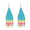 Dangle Earrings Tassel Hand Knitting Beaded Color Matching Fashion Pattern Bohemia Geometry Alloy Ma'am Rice Bead