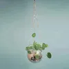 Disco Ball Planter Globe Shape Mirror Hanging Vase Flower Pots Hanger Rope Hanging Basket Bohemian Style Garden Decor Vase 240309