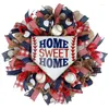 Couronne de fleurs décoratives SXYPAYXS-4th de juillet, jour de l'indépendance, souvenir patriotique, rayures colorées, décoration de la maison