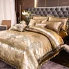 Beddengoedsets Hoogwaardige Europese stijl Satijn Jacquard Vierdelig Bruiloft Paleis Kant Dekbedset Laken Tweepersoonsbed Linnen