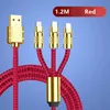 New Design 3 in 1 Fast Charging USB C Cable 200W Led Light Quick Charge Cable USB Type C Phone Charger Cord for Samsung S24 Xiaomi Huawei