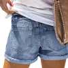 Kvinnors shorts sommarblad hål lapp rullade jeans för kvinnor vintage mamma denim bred ben korta byxor kvinna kläder 2024