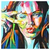 Francoise nielly palette lnife porträtt ansikte oljemålning handmålad karaktär figur canvas väggkonst bild för vardagsrum lj2548