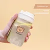 Water Bottles 350ml/500ml Transparent Plastic Creative Drink Cartoon Bottle With Portable Travel Tea Cup