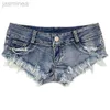 Shorts Women's Low Waist Sexy Summer Denim Cotton Hole Elastic Super Short Jeans LDD240312