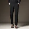 Мужские брюки для костюма, тонкие деловые офисные брюки с эластичной резинкой на талии, толстые черные, серые классические брюки, корейские брюки, мужские большие размеры 2738 40 42 240321