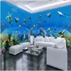 Personalizado 3d papéis de parede murais 3d papel de parede para sala de estar fantasia mundo subaquático tema pavilhão 3d espaço fundo wall257p