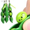 Keychains Lanyards Creative Extrusion Pea Bean Soybean Edamame Stress Relieve Toy Keychain Cute Fun Key Chain Ring Gift Bag Charms Trinket ldd240312