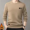 Ropa de Hombre 2024 Nueva Felpa Otoño e Invierno Nuevos Hombres Felpa Gruesa Cuello Redondo Sudadera con Capucha Jersey Simple y de Moda Estampado de Manga Larga