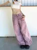 Jeans pour femmes 2024 coréen Y2K mode vintage rose baggy déchiré pantalon cargo pour femmes vêtements large jambe droite dame pantalon Ropa Mujer