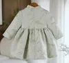 Chinese Style Embroidery Satin 3/4 Long Sleeve Flower Girls' Dress
