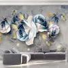 Murale personalizzato Carta da parati 3D Stereo in rilievo Fiori di rosa Murales Europeo Retro Soggiorno TV Sfondo Decorazione della parete Pittura263o