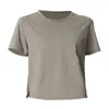 Actieve shirts 2024 dames gym yoga fitness losse korte mouw ronde kraag ademend comfortabele huidvriendelijke crop top