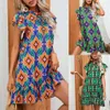 Womens Dress Summer Print Lotus Leaf Skirt Clothing