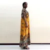 Bohemiska traditionella tryckdräkt Elegant nigeriansk lös afrikansk klänning Autumn Fashion Womens med halsduk 240226