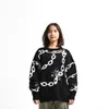 Męskie swetry kobiety vintage dzianinowy łańcuch Y2K Graphic Winter Harajuku duży sweter pullover unisex estetyczne ubrania estetyczne dla nastolatków