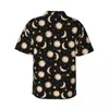 Chemises décontractées pour hommes Chemise de soleil céleste rétro Moon Gold Black Print Classic Hawaiian Man Beach Confortable Blouses surdimensionnées personnalisées