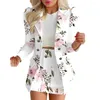 Tweedelige jurk dames jas rok set elegante bloemen ruitprint pak voor hoge taille jas ensemble met lange mouwen formeel