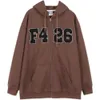 China-chic Autumn Couple Hip Hop Zipper F426 Large LOGO Print Loose Casual Coat Men and Women Hooded Sweater Women