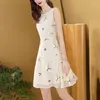 Casual Dresses Office Lady Fashion Butterfly Printed Sleeveless Sundress Female Clothing All-match Round Neck Summer A-Line Midi Dress