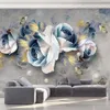 Aangepaste Mural Behang 3D Stereo Reliëf Rose Bloemen Muurschilderingen Europese Retro Woonkamer TV Achtergrond Wanddecoratie Painting258t