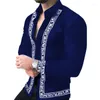 MENS DRESS SHIRTS Långärmad avslappnad tryckt randig lapelskjorta Evening Fashion S-3XL XJ19