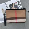 Fashion Luxury Women Clutch Bag Classic Stripes Canvas Leather Female Shoulder A4 Lady Crossbody Wristlet Handbag 240305