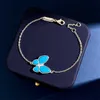 Collier en V bleu, nouveau bracelet papillon Turquoise pour femmes, version coréenne, tempérament de haute qualité, ensemble de décoration à la main simple et à la mode