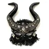 Stage Wear Sparkly Strass Gland Ox Corne Masque Sorcière Rôle Jouer Props Halloween Party Cosplay Bal Danseur Performance Accessoires