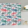 Ensemble Cartoon Colored Fish Shower Curtain Waves Ocean Animal Child Taboignage Tissu de bain Scran de bain lavable Decor Rideau de bains