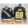 Anpassade herrar kvinnor ungdom Pittsburgh''penguins''Throwback Retro Hockey 68 Jaromir Jagr Jersey Vintage Classic CCM Black White Blue Yellow Team Color Brodery för SPOR